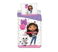 Gabby’s Dollhouse ''Confetti'' Bedding Set | Duvet Cover 140x200 cm + Pillowcase 50x70 cm | Official Kids Cotton Bed Linen | Soft Breathable Bedlinen for Girls | Licensed Children’s Bedroom Set