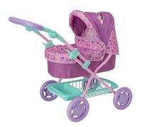 Gabby’s Dollhouse Junior Roamer Dolls Pram in Pink & Purple | Foldable Doll Stroller with Adjustable Handle, Hood, Removable Apron & Storage Basket | Toy Pushchair for Girls & Boys Ages 3+