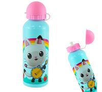 Gabby’s Dollhouse Kids Water Bottle - 500ml Leakproof Aluminium Bottle with Flip Straw | BPA Free Reusable School Drinking Bottles Featuring Cute Cat Characters