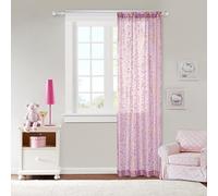 Gabby’s Dollhouse Sheer Overlay Window Panel 63” x 38” Curtain with Cakey, Pandy Paws, Mercat Gold Foil Print, Kids Bedroom Window Curtains, Rod Pocket Easy Hang