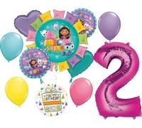 Gabby's 2nd Birthday Party Supplies Cats and Dollhouse Balloon Bouquet Decorations
