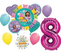 Gabby's 8th Birthday Party Supplies Cats and Dollhouse Balloon Bouquet Decorations
