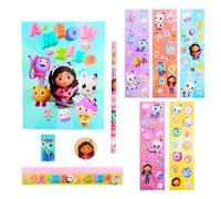Gabby's Doll House Stationery Set, Includes Notebook Pencil Ruler Eraser Pencil Sharpener and Stickers, Gift Stationery Set for Girls