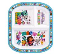 Gabby's Dollhouse 3 Section Reusable Childrens Divided Plate - BPA Free | Lightweight & Durable Kids Compartment Plates for Breakfast, Lunch, Dinner, Food-Safe US/EU Standards Plastic Portion Plate