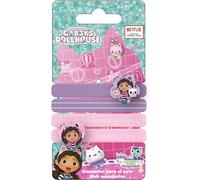 Gabby's Dollhouse 4 Piece Hair Scrunchies for Girls | Elastic Garters Decorated with Characters from the Netflix Series