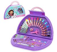 Gabby's Dollhouse Art Set Girls Colouring Pencils Paints Felt Tip Pens Stationery Crafts for Kids Art Supplies Preschool Travel 40 Plus Pcs Gift Set (Purple Halfmoon Set)