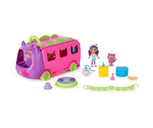 Gabby's Dollhouse Celebration Party Bus, Transforming Playset & Figures | Transforming Vehicle, Gabby & DJ Catnip Figures, Spinning Disco Ball, Karaoke Stage, Fun, Kids Toys for Girls & Boys Ages 3+