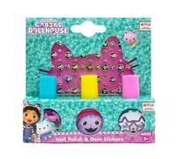 Gabby's Dollhouse Children's Nail Polish & Gem Sticker Gift Set - 3 x Peelable Water-Based Nail Polish & Nail Art Stickers - Kids Beauty Gift