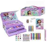 Gabby's Dollhouse Colouring Set for School, Complete with Felt-tip Pens, Colouring Pencils and Accessories with Characters from the Series for Creative Children, Gabby's Dollhouse Case, 26.0 x 10.0 x