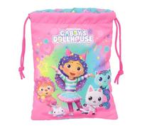 safta GABBY'S Dollhouse Confetti Snack Bag, Tote Bag, Quality & Maximum Strength, Lunch Holder, 20 x 25 cm, Pink/Turquoise, M, Casual, Pink/Turquoise, M, Casual