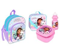 Gabby's Dollhouse Deluxe 4 Piece Backpack Set for Girls - Official DreamWorks School Bag with Insulated Lunch Bag, Lunch Box & Water Bottle - Back to School Kids Travel Set