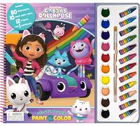 Gabby's Dollhouse Deluxe Poster Paint & Color - Coloring Book for kids, 80 illustrations, 10 watercolor paints, 12 crayons, 1 paint brush