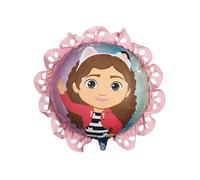 Gabby's Dollhouse Foil Balloon 78 x 71 cm - Gabis Cat House Girl Birthday Balloon with Ruffles Helium Air Decoration Reusable Licence Set with Tube Children's Party