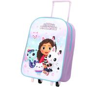 Gabbys Dollhouse Girls Kids Standard Folding Trolley - Hand Luggage Bag for Children - Backpack for School Travel Holidays Suitcase Carrier