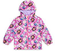 Gabby's Dollhouse Girls Raincoat | Pink Waterproof Fleece Lined Jacket with Hood | Zip-Up Kids Rain Jacket | Toddler Girls Outdoor Coat (3-4)
