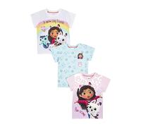 Gabby's Dollhouse Girls T-Shirts Pack of 3, Multipack Tees for Girls (7-8 Years) Multicoloured