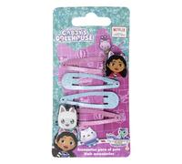 Gabby's Dollhouse Glittered Hair Snap Clips for Girls, 2 Inch Metal Non-Slip Clips with Decorative Charms, Stylish Hair Accessories - 4 Hair Clips