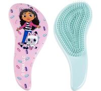 Gabby's Dollhouse Kids Detangler Brush - Pastel Pink Ergonomic Design with Soft Picks and Fun Scenery