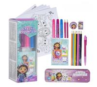Gabby's Dollhouse Kids Stationery Set with Pencil Case, Colouring Pages, Pen, HB Pencils, Colour Markers, Colour Pencils, Notepad, Eraser & Sharpener - Official School Supplies Gift for Girls