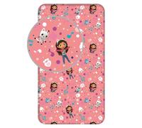 Gabby's Dollhouse New Kid's Single Fitted Sheet, 100% Cotton, Size 90 x 200 cm
