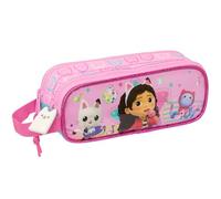 GABBY'S Dollhouse Party Double Pencil Case for Children, Ideal for School Age, Comfortable and Versatile, Quality and Resilience, 21 x 6 x 8 cm, Light Pink, Estándar, Casual, lightpink, Estándar,