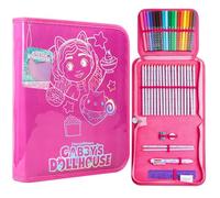 Gabby's Dollhouse Pencil Case & Stationery Set, Girls Pencil Pouch Colouring Pens Pencils, Kids School Supplies, Girls Gifts