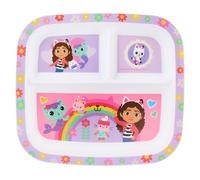 Gabby's Dollhouse Polypropylene Divided Plate, 3-Section Kids Dinnerware, Featuring Gabby, Pandy Paws, Mercat, Kitty Fairy, Baby Box Cat