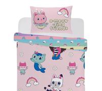 Gabby's Dollhouse Rainbow House Junior Duvet Set, Toddler Bedding, 120 x 150 cm, Includes Duvet Cover & Pillowcase, 52% Cotton 48% Polyester