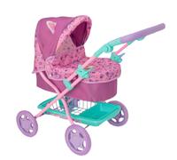 Gabby's Dollhouse Junior Roamer Pink & Purple Dolls Pram | Adjustable Handle Pushchair with Folding Design, Under-Seat Storage, Removable Apron & Adjustable Hood | Doll Pram Toy for Kids Ages 3+