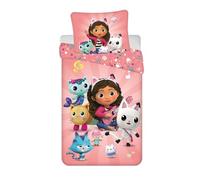 Gabby's Dollhouse Single Duvet Cover 140 x 200 cm and Pillowcase Set 70 x 90 cm, Pink