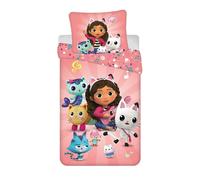 Gabby's Dollhouse Single Duvet Cover 140 x 200 cm and Pillowcase Set 70 x 90 cm, Pink