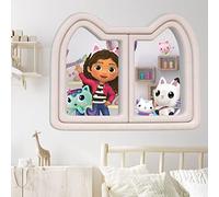 Gabby's Dollhouse Wall Sticker - Gabby and Friends Waving Through Window Wall Art Kids Decal (90cm width x 70cm height)