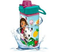 Gabby's Dollhouse Water Bottle for Kids 500ml - Flip-Up School Drinks Bottle for Travel or Home, Reusable Square Water Bottle BPA Free, Locking Spout