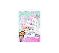 Gabby's Dollhouse Watercolour Colouring Book for Children, Creative Painting Set with 24 Colouring Pictures, Includes Brushes and Colours on Each Page, Watercolour Painting Pad, Painting Set from 3
