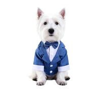 GabeFish Blue Wedding Jacket for Dogs, Blue Bow Tie, XL (Chest 52cm/20.4")