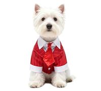 GabeFish Pets Wedding Jackets Suit for Dogs with Bow Tie Puppy Cat Formal Clothes Shirt Tuxedo (RedStriped, XL (Chest 18.8in/48cm)