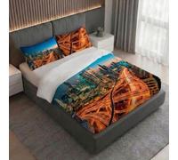 Gabel Dubai Duvet Cover Set, 250 x 205 cm, Pure Cotton, Multicoloured, Digital Photo Print, with Double-Face Pillowcases