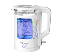 GABERLEE 3000W Fast Boil Quiet Electric 1.7L Glass Kettle with Blue LED | Keep Warm Function, Auto Shut-Off and Boil-Dry Protection, Anti-scale Filter, Dual-Wall Design, BPA-Free, White