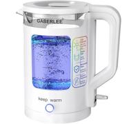 GABERLEE Electric Kettle, 1.7L, 3000W Fast Boil Quiet Glass Kettle with Blue LED, Auto Shut-Off and Boil-Dry Protection, Mesh Filter, Keep Warm Function, BPA-Free, White
