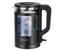 GABERLEE Electric Kettle, 1.7L, Fast Boil Quiet Glass Kettle with Blue LED, Auto Shut-Off and Boil-Dry Protection, Mesh Filter, Keep Warm Function, BPA-Free, Black