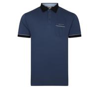 Gabicci Contrasting Collar & Cuff Patterned Jersey Polo Shirt - Indigo