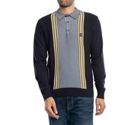 Gabicci Mens Hadon Retro Racing Knitted Polo (UK, Alpha, XXL, Regular, Regular, Navy)