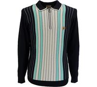Gabicci Mens Scott Zipped Retro Knitted Polo Navy 3XL