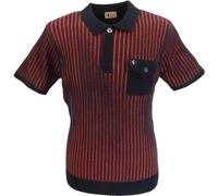 Gabicci Mens Striped Short Sleeve Knitted Polo Navy/Red Size M