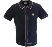 Gabicci Mens Striped Short Sleeve Knitted Polo (UK, Alpha, L, Regular, Regular, Navy)