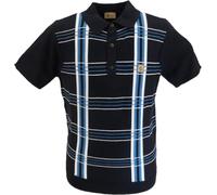 Gabicci Mens Striped Short Sleeve Knitted Polo (UK, Alpha, XL, Regular, Regular, Navy)