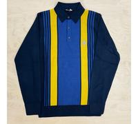 Gabicci Vintage Searle Knitted Polo Shirt Navy Yellow Stripped V53GM00 Racing