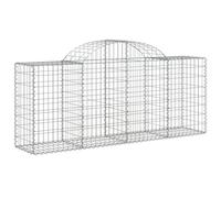 vidaXL Arched Gabion Baskets 2 pcs 200x50x80/100 cm Galvanised Iron, Silver