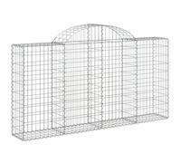(200 x 30 x 100/120 cm/ 13 pcs) vidaXL Arched Gabion Basket Stone Basket Gabion Retaining Wall Galvanised Iron