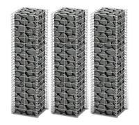 Gabion Basket Set 3pcs Galvanised Steel 25 x 25 x 100 cm Heavy Duty Welded Mesh.